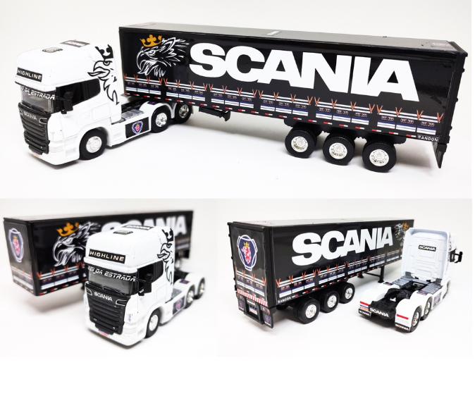 Caminhão Scania Highline + Carreta Personalizada 1:64