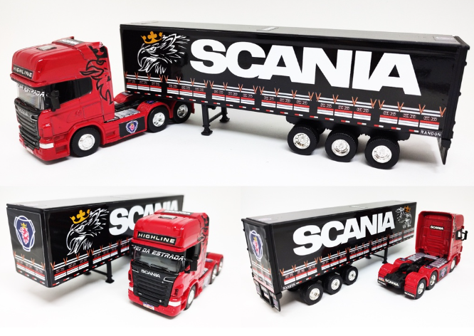 Caminhão Scania Highline + Carreta Personalizada 1:64