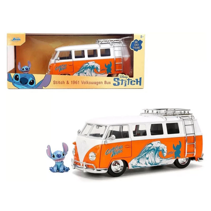 Miniatura Jada Toys - 1961 Volkswagen Kombi com Boneco STITCH 1:24